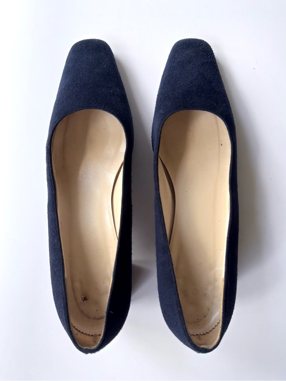 Christian Louboutin Vintage Classic Navy Suede Low Block Heel Pumps 37 - Picture 10 of 13